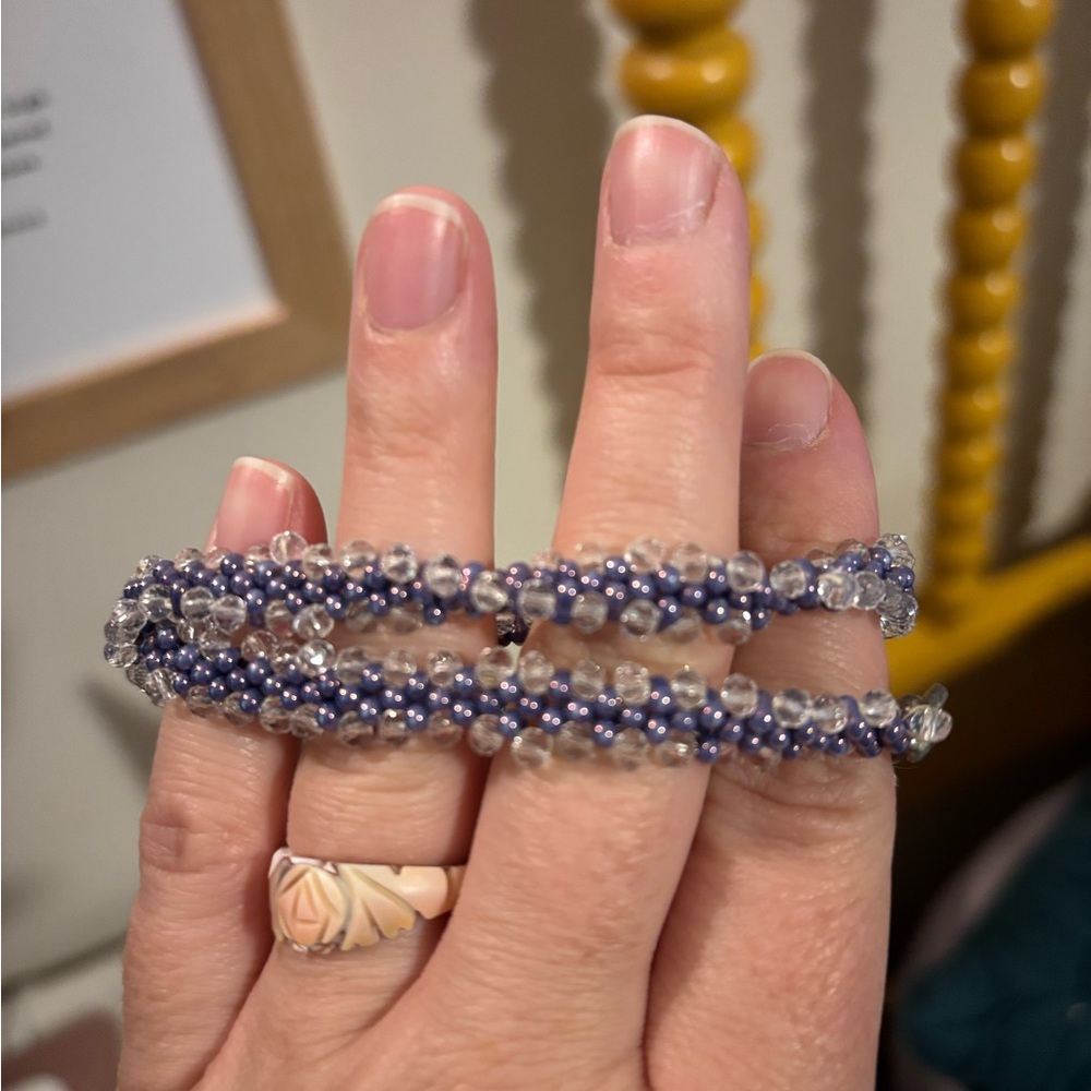 Elegant Purple and Clear Beaded Bracelet
